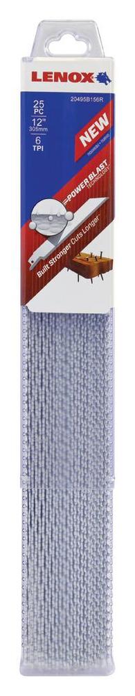 12&#34;x3/4&#34; 6TPI Bi-Metal Nail Embedded Wood Recip 25 pk<span class=' ItemWarning' style='display:block;'>Item is usually in stock, but we&#39;ll be in touch if there&#39;s a problem<br /></span>
