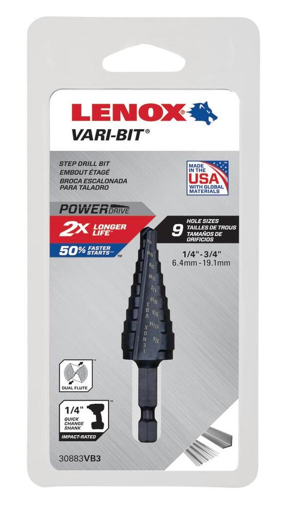 Vari-Bit Step Drilling #3-1/4&#34; 3/4&#34; 9 Sizes<span class=' ItemWarning' style='display:block;'>Item is usually in stock, but we&#39;ll be in touch if there&#39;s a problem<br /></span>