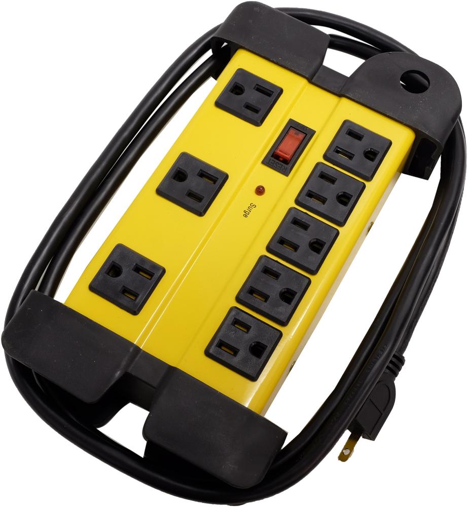 6&#39;  14/3 SJT 8-Outlet Power Bar Surge Protector Metal - Yellow<span class=' ItemWarning' style='display:block;'>Item is usually in stock, but we&#39;ll be in touch if there&#39;s a problem<br /></span>