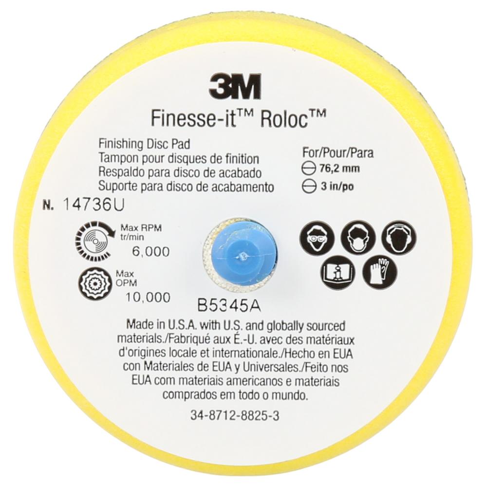 3M Finesse-it Roloc Finishing Disc Pad, 14736U, yellow, 3 in (76.2 mm), firm<span class=' ItemWarning' style='display:block;'>Item is usually in stock, but we&#39;ll be in touch if there&#39;s a problem<br /></span>