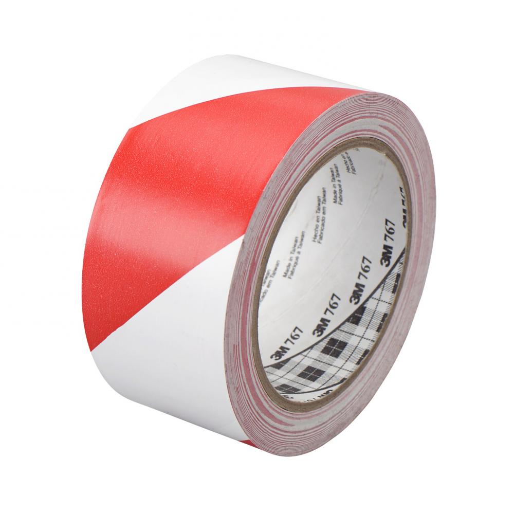 3M Hazard Warning Tape 767, red/white, 2.0 in x 36.0 yd x 5.0 mil (5.1 cm x 32.9 m x 0.13 mm)<span class=' ItemWarning' style='display:block;'>Item is usually in stock, but we&#39;ll be in touch if there&#39;s a problem<br /></span>