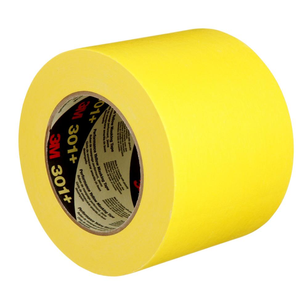 3M Performance Masking Tape, 301+, yellow, 6.3 mil (0.16 mm), 3.8 in x 60 yd (96 mm x 55 m)<span class=' ItemWarning' style='display:block;'>Item is usually in stock, but we&#39;ll be in touch if there&#39;s a problem<br /></span>