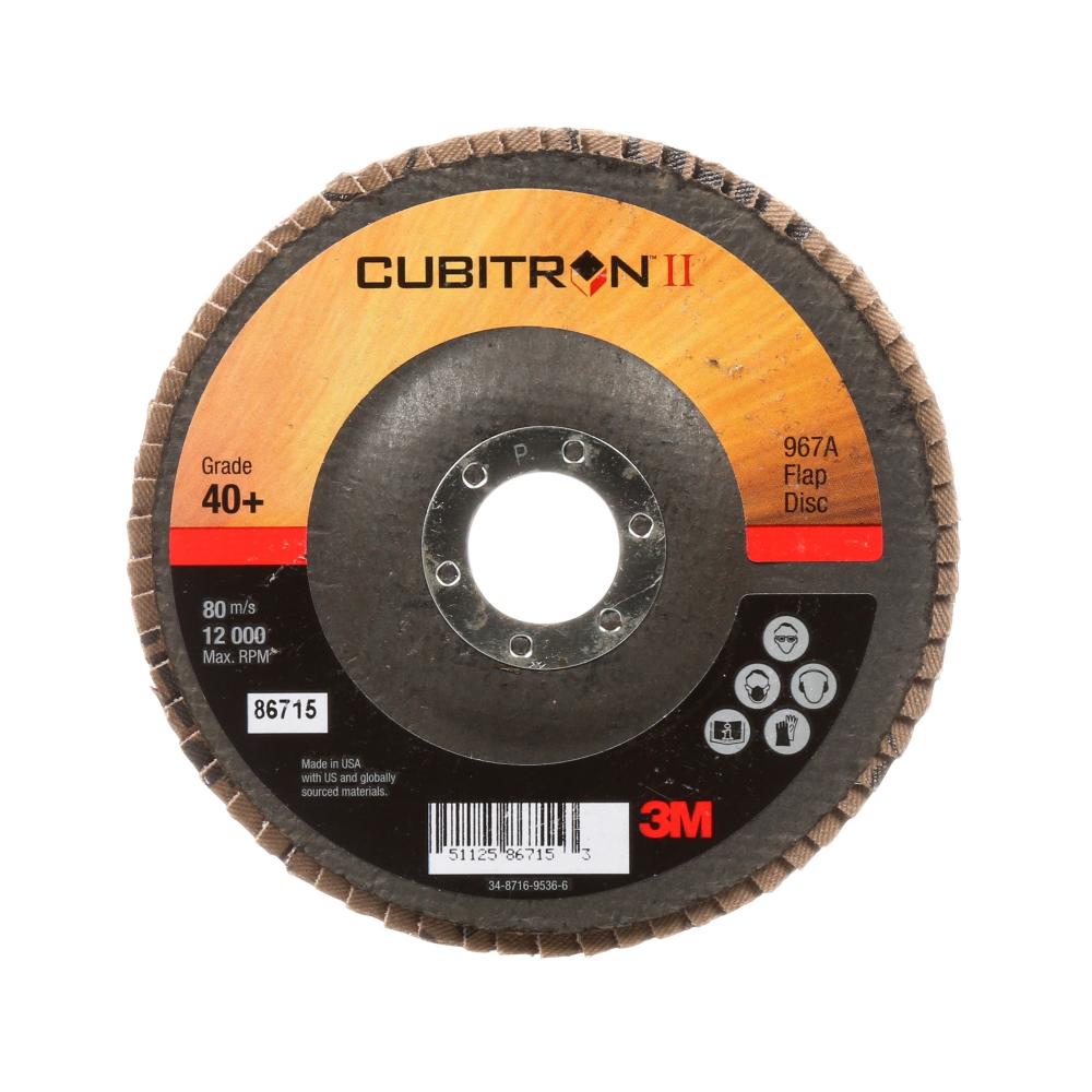 3M&trade; Cubitron&trade; II Flap Disc, 967A, T27, 40+, Y-weight, 5 in x 7/8 in<span class=' ItemWarning' style='display:block;'>Item is usually in stock, but we&#39;ll be in touch if there&#39;s a problem<br /></span>
