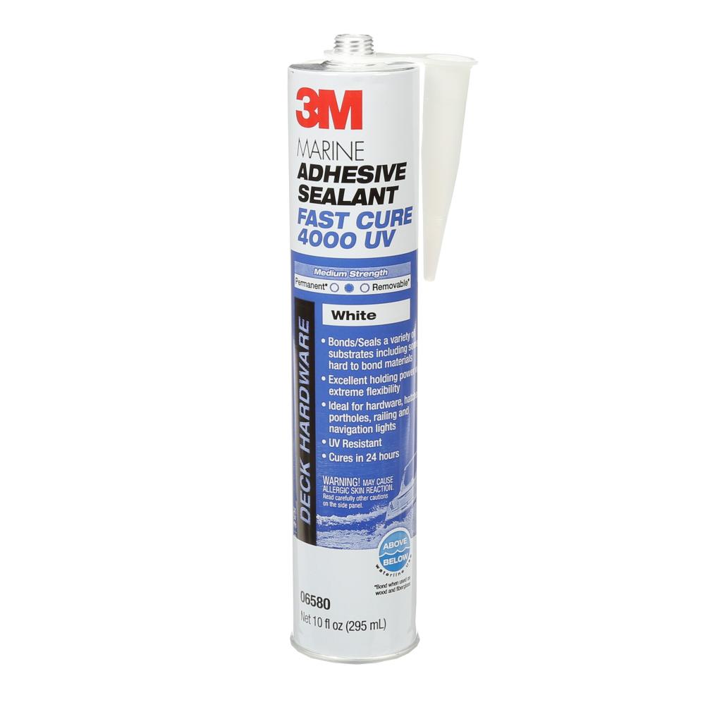 3M Marine Sealant Fast Cure, 4000 UV, white, 0.1 gal (378.54 mL), cartridge<span class=' ItemWarning' style='display:block;'>Item is usually in stock, but we&#39;ll be in touch if there&#39;s a problem<br /></span>