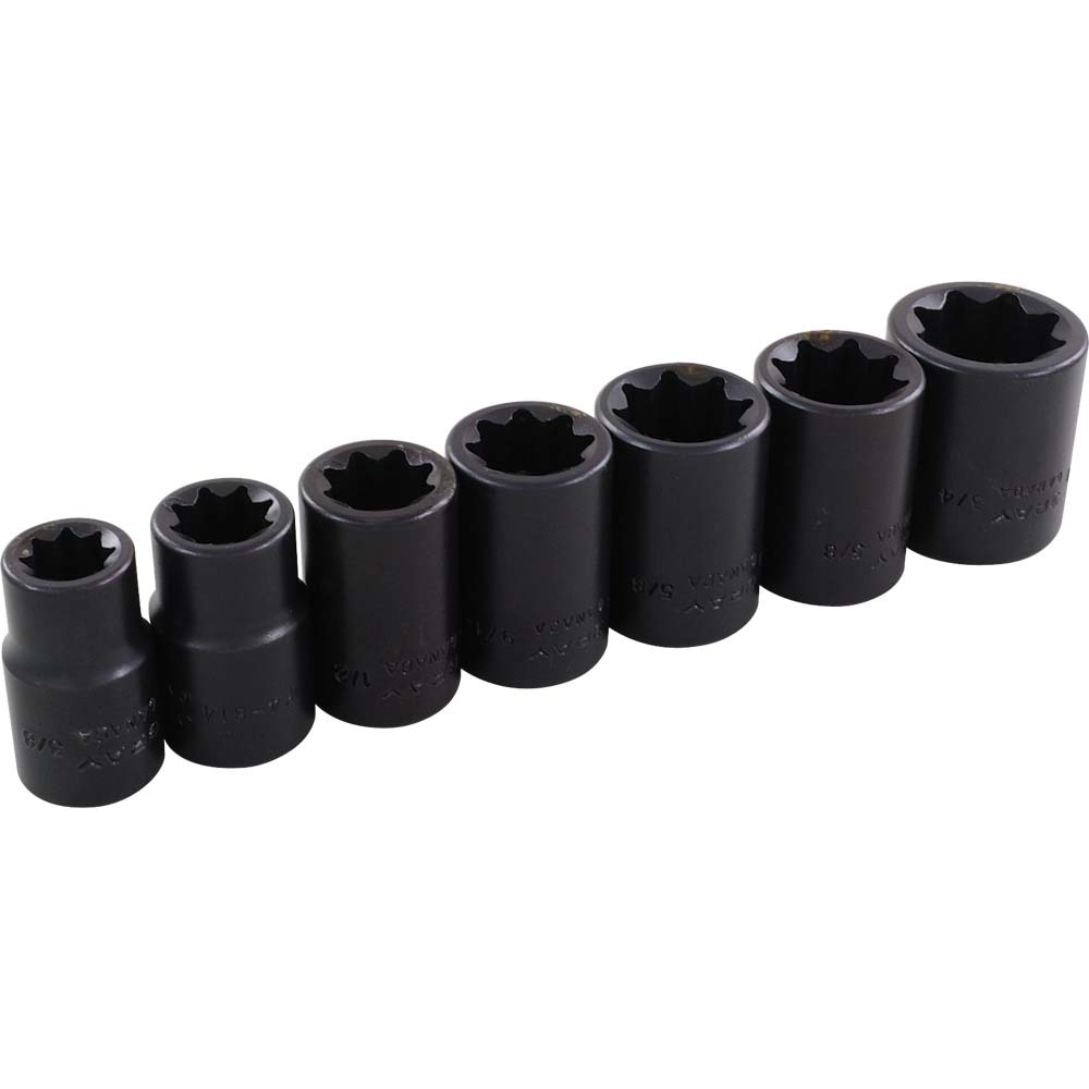 7 Piece 1/2&#34; Drive 8 Point SAE, Standard Impact Socket Set, 3/8&#34; - 3/4&#34;<span class=' ItemWarning' style='display:block;'>Item is usually in stock, but we&#39;ll be in touch if there&#39;s a problem<br /></span>