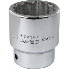 Gray Tools HD48 - 1-1/2" X 3/4" Drive, 12 Point Standard Length, Chrome Finish Socket