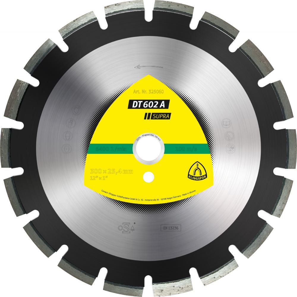 DT 602 A diamond blades, 12 x 7/64 x 1 Inch 18 segments 1-1/2 x 7/64 x 3/8 Inch, wide gullet<span class=' ItemWarning' style='display:block;'>Item is usually in stock, but we&#39;ll be in touch if there&#39;s a problem<br /></span>