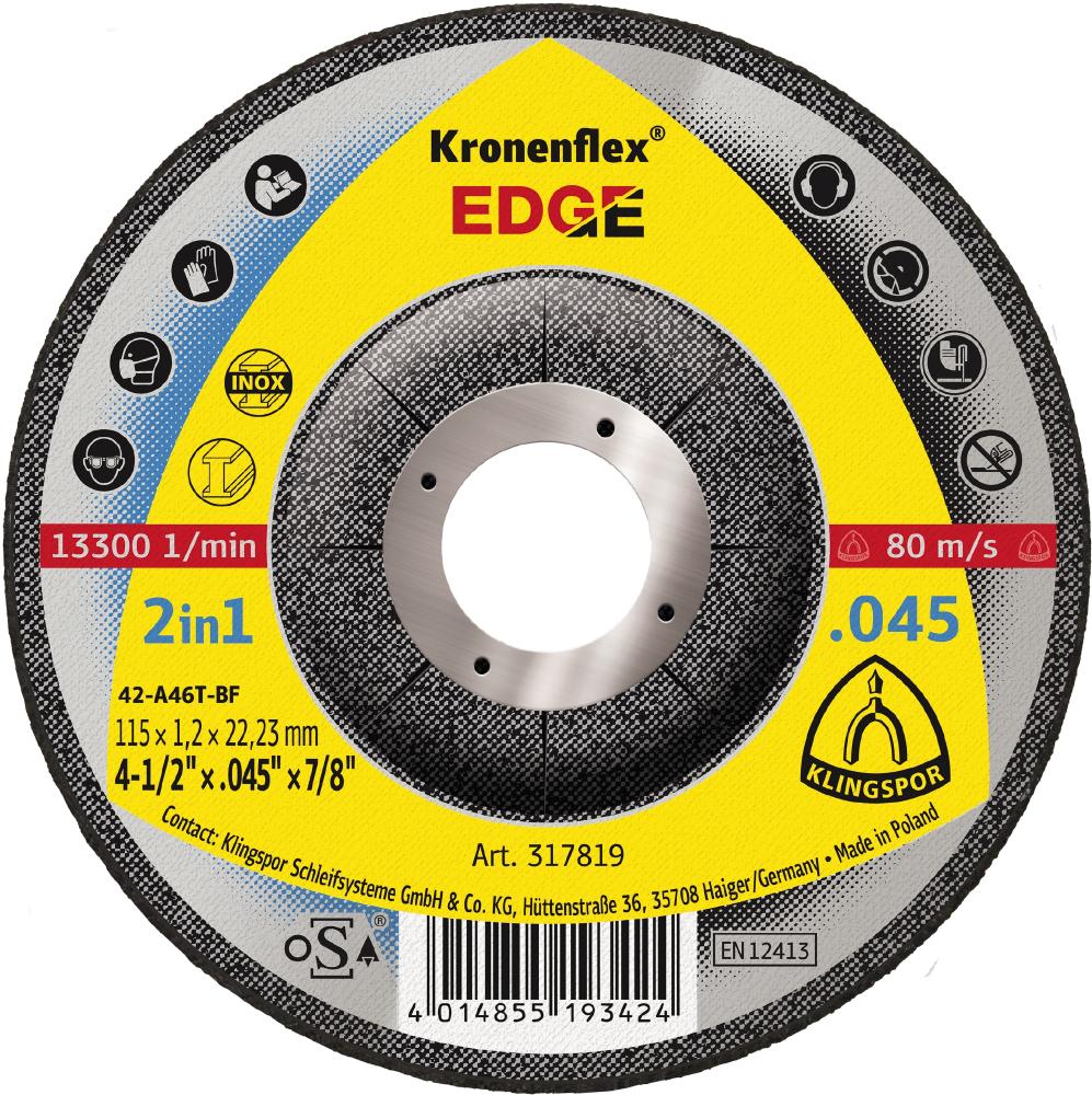 EDGE cutting-off wheels, 4-1/2 x .045 x 7/8 Inch depressed
