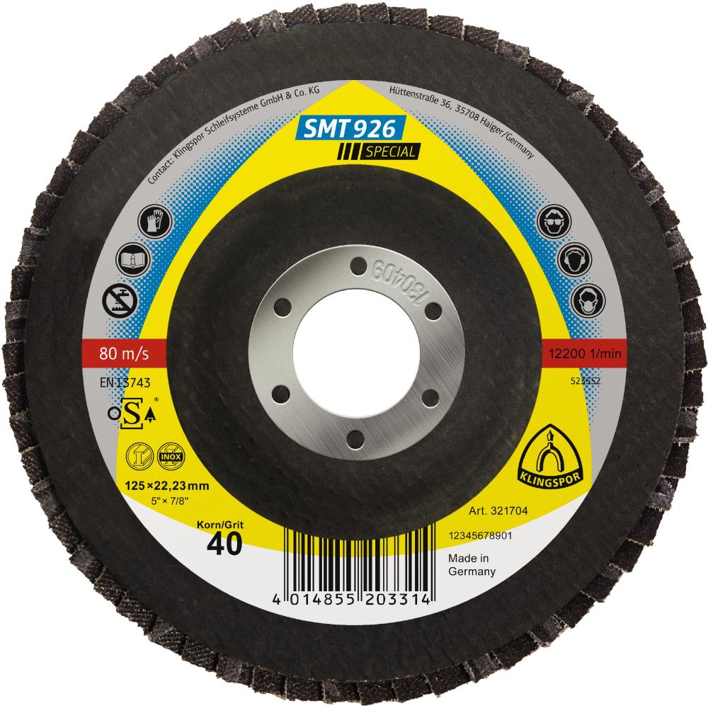 SMT 926 abrasive mop discs, 5 x 7/8 Inch grain 40 convex<span class=' ItemWarning' style='display:block;'>Item is usually in stock, but we&#39;ll be in touch if there&#39;s a problem<br /></span>