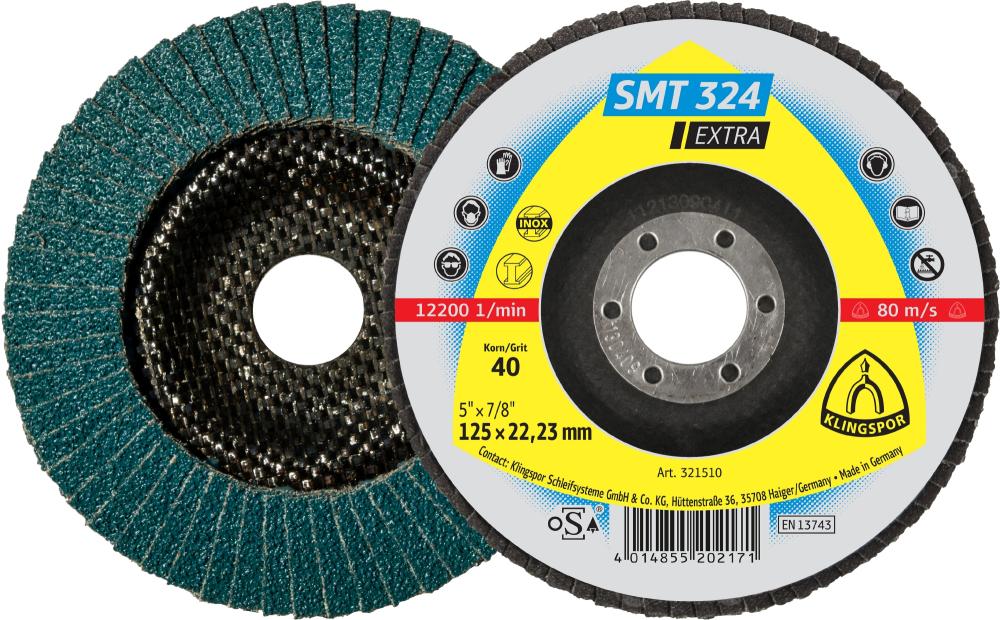 SMT 324 abrasive mop discs, 5 x 7/8 Inch grain 40 convex<span class=' ItemWarning' style='display:block;'>Item is usually in stock, but we&#39;ll be in touch if there&#39;s a problem<br /></span>