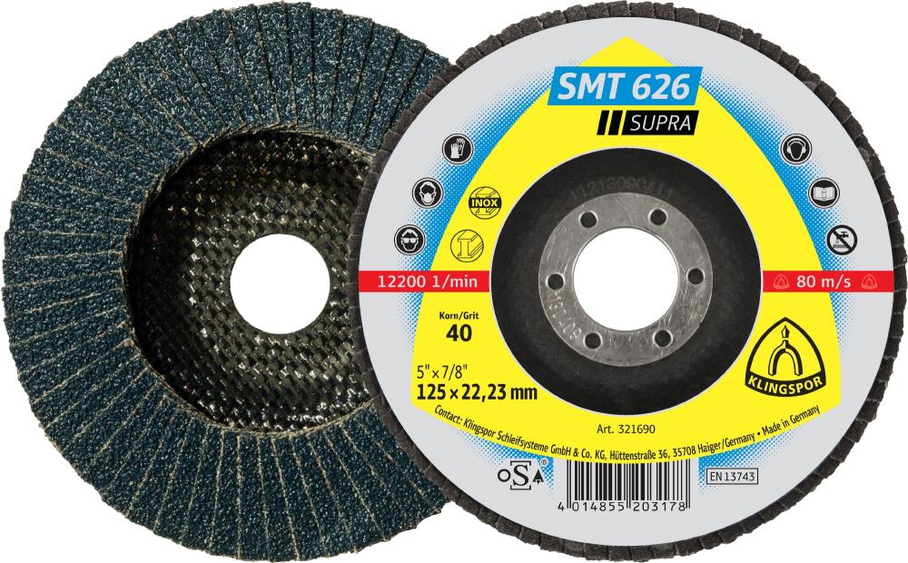 SMT 626 abrasive mop discs, 4-1/2 x 7/8 Inch grain 40 convex<span class=' ItemWarning' style='display:block;'>Item is usually in stock, but we&#39;ll be in touch if there&#39;s a problem<br /></span>