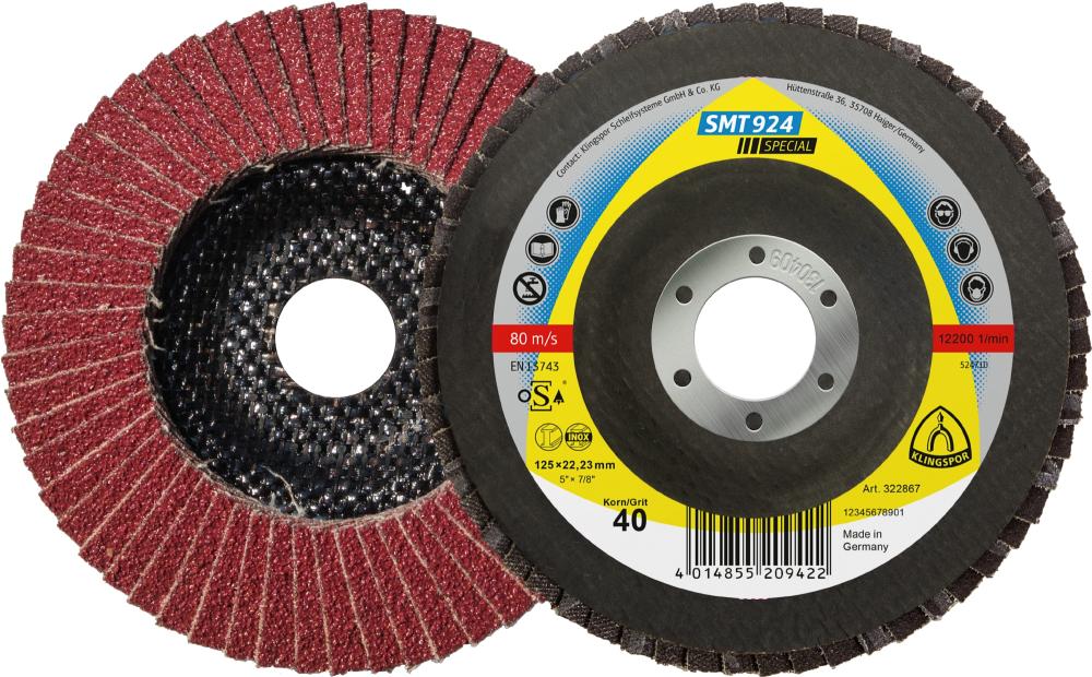 SMT 924 abrasive mop discs ceramic, 5 x 7/8 Inch grain 40 convex<span class=' ItemWarning' style='display:block;'>Item is usually in stock, but we&#39;ll be in touch if there&#39;s a problem<br /></span>