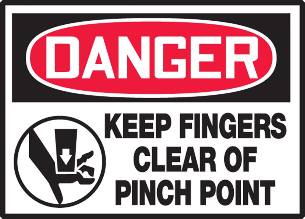 Safety Label, DANGER KEEP FINGERS CLEAR OF PINCH POINT, 3 1/2&#34; x 5&#34;, Adhesive Vinyl, 5/pk<span class=' ItemWarning' style='display:block;'>Item is usually in stock, but we&#39;ll be in touch if there&#39;s a problem<br /></span>