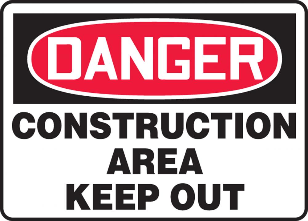 Safety Sign, DANGER CONSTRUCTION AREA KEEP OUT, 7&#34; x 10&#34;, Plastic<span class=' ItemWarning' style='display:block;'>Item is usually in stock, but we&#39;ll be in touch if there&#39;s a problem<br /></span>