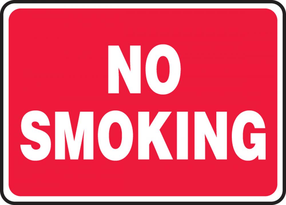 Safety Sign, NO SMOKING (white/red), 7&#34; x 10&#34;, Adhesive Vinyl<span class=' ItemWarning' style='display:block;'>Item is usually in stock, but we&#39;ll be in touch if there&#39;s a problem<br /></span>
