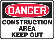 Accuform MCRT101VP - Safety Sign, DANGER CONSTRUCTION AREA KEEP OUT, 7" x 10", Plastic