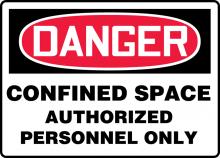 Accuform MCSP140VP - Safety Sign, DANGER CONFINED SPACE AUTHORIZED PERSONNEL ONLY, 7" x 10", Plastic