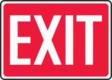 Accuform MEXT518VP - Safety Sign, EXIT (white/red), 10" x 14", Plastic