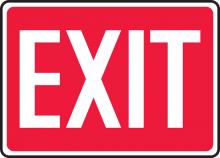 Accuform MEXT518VP - Safety Sign, EXIT (white/red), 10" x 14", Plastic