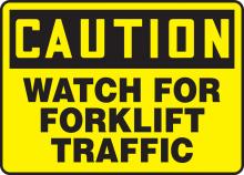 Accuform MVHR633VP - Safety Sign, CAUTION WATCH FOR FORKLIFT TRAFFIC, 10" x 14", Plastic