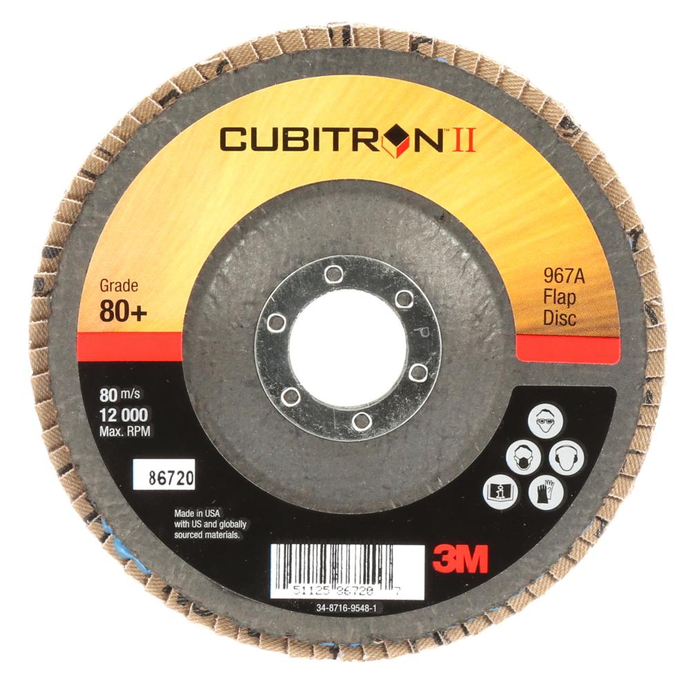 3M™ Cubitron™ II Flap Disc, 967A, T29, 80+, Y-weight, 5 in x 7/8 in<span class=' ItemWarning' style='display:block;'>Item is usually in stock, but we&#39;ll be in touch if there&#39;s a problem<br /></span>