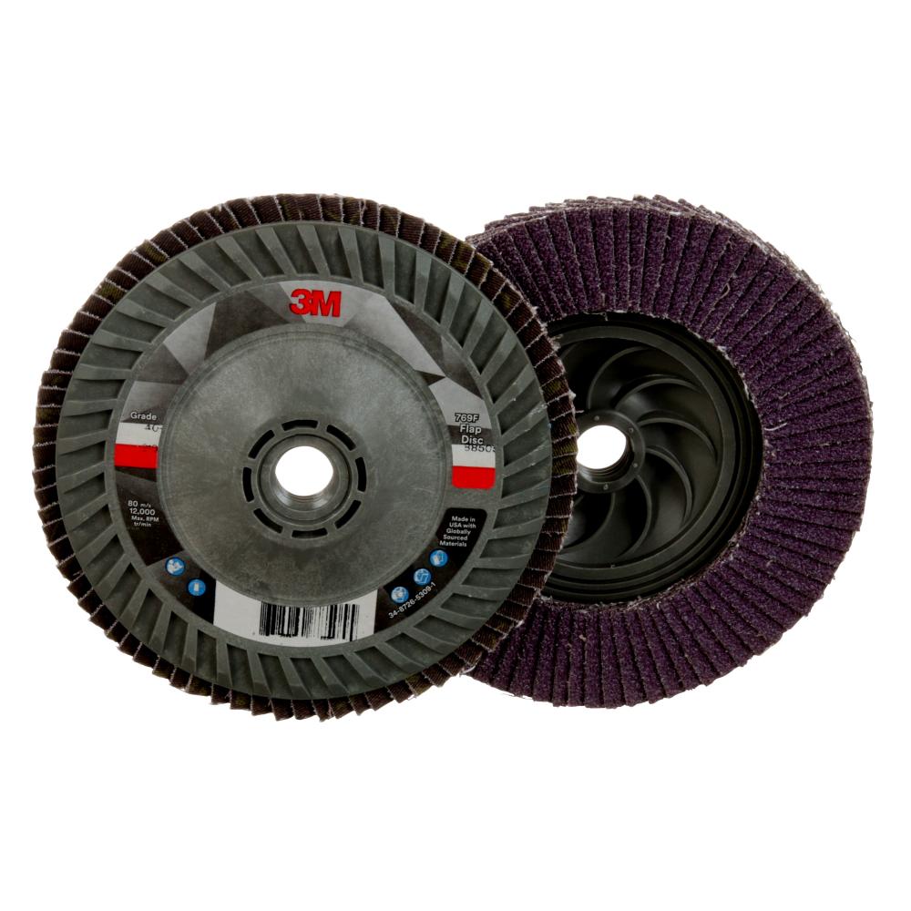 3M™ Flap Disc 769F AB05946, 40+, Quick Change, Type 27, 5 in x 5/8 in-11, 10/Case<span class=' ItemWarning' style='display:block;'>Item is usually in stock, but we&#39;ll be in touch if there&#39;s a problem<br /></span>