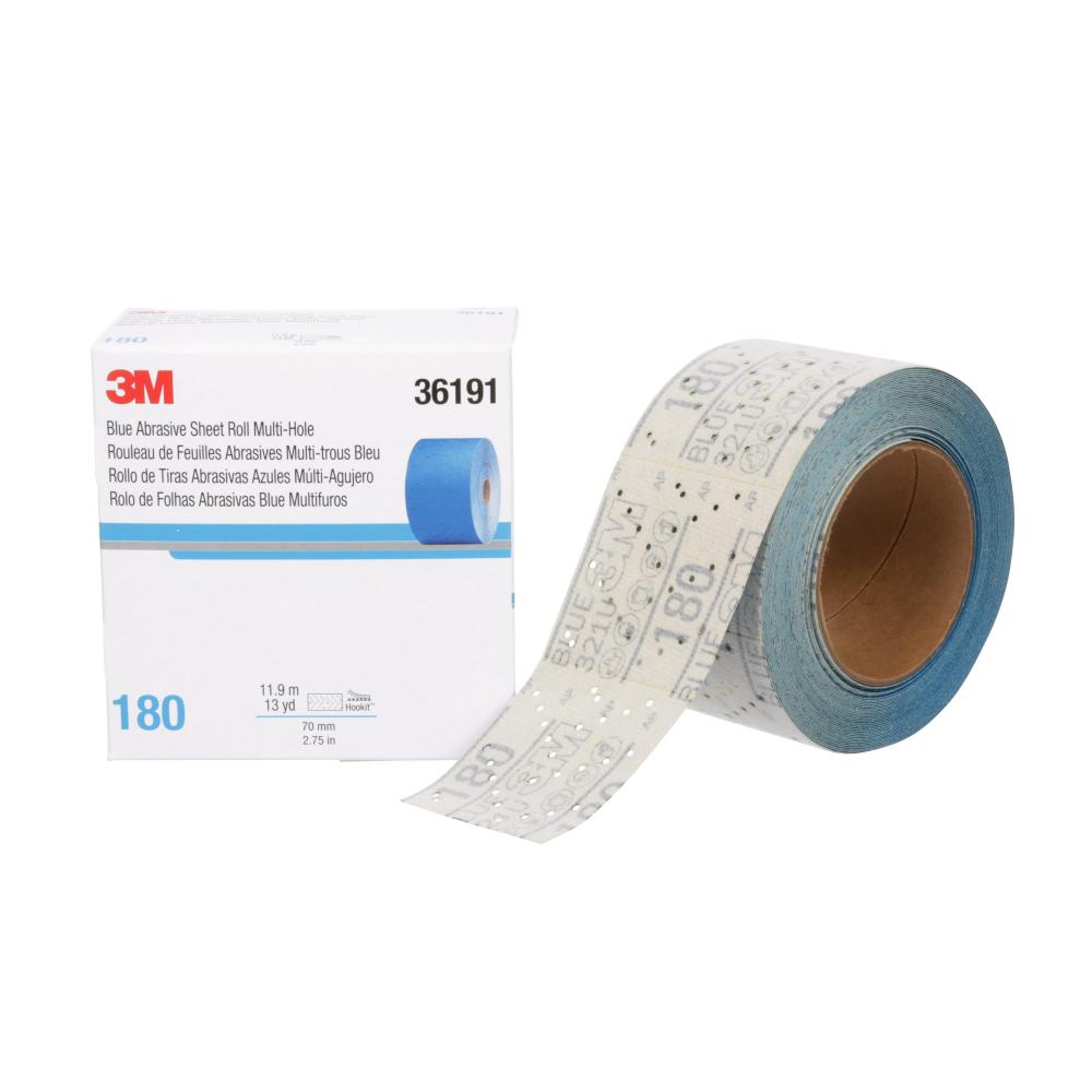 3M™ Hookit™ Blue Abrasive Sheet Roll, 321U, 36191, 180, 2-3/4 in x 13 yd (69.85 mm x 11.88 m)<span class=' ItemWarning' style='display:block;'>Item is usually in stock, but we&#39;ll be in touch if there&#39;s a problem<br /></span>