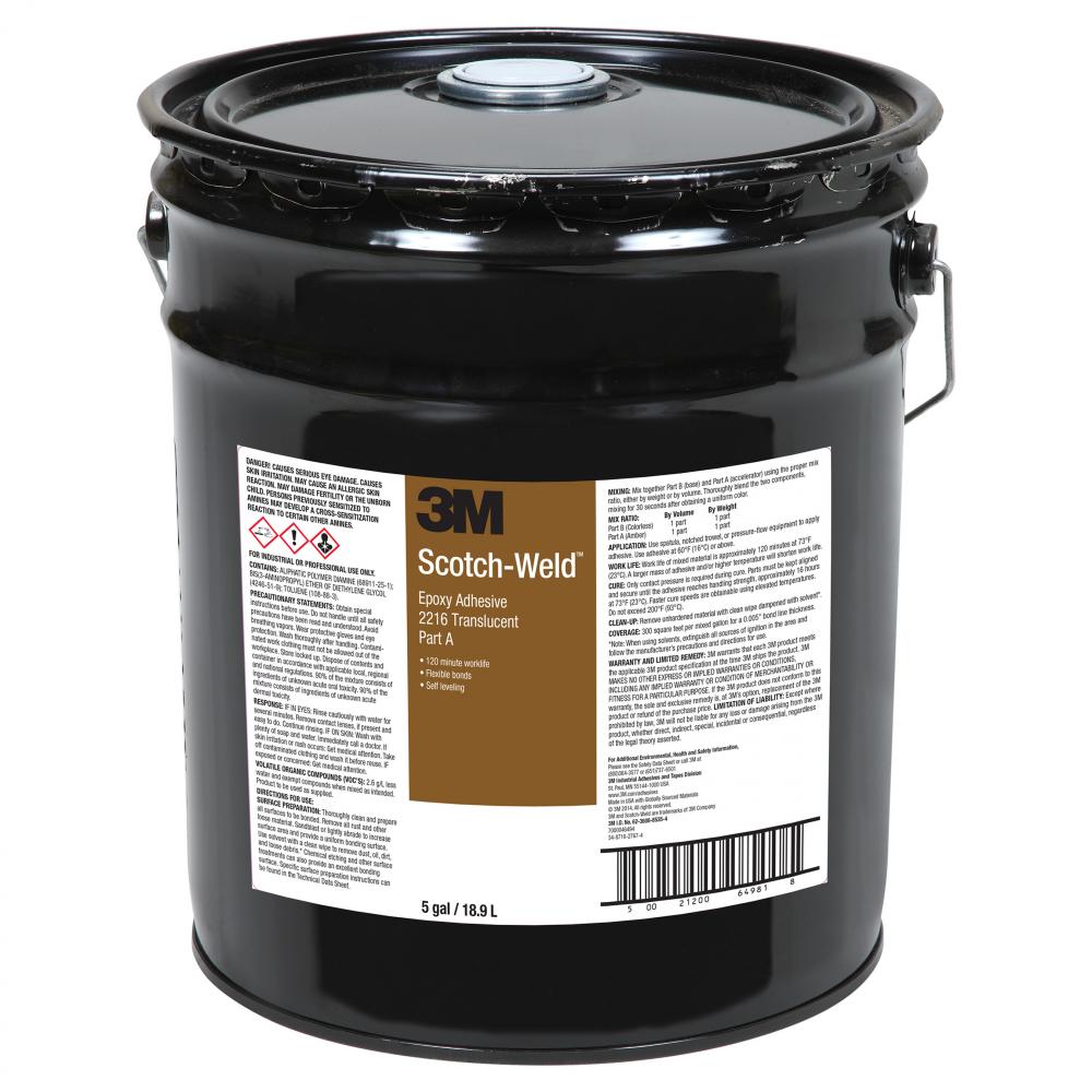 3M™ Scotch-Weld™ Epoxy Adhesive, 2216, translucent, 5 gal. (19 L)<span class=' ItemWarning' style='display:block;'>Item is usually in stock, but we&#39;ll be in touch if there&#39;s a problem<br /></span>