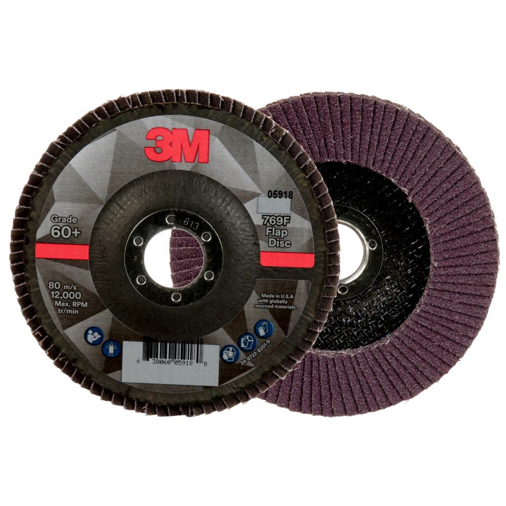 3M™ Flap Disc, 769F, T27, 60+, 5 in x 7/8 in (127 mm x 22.2 mm)<span class=' ItemWarning' style='display:block;'>Item is usually in stock, but we&#39;ll be in touch if there&#39;s a problem<br /></span>