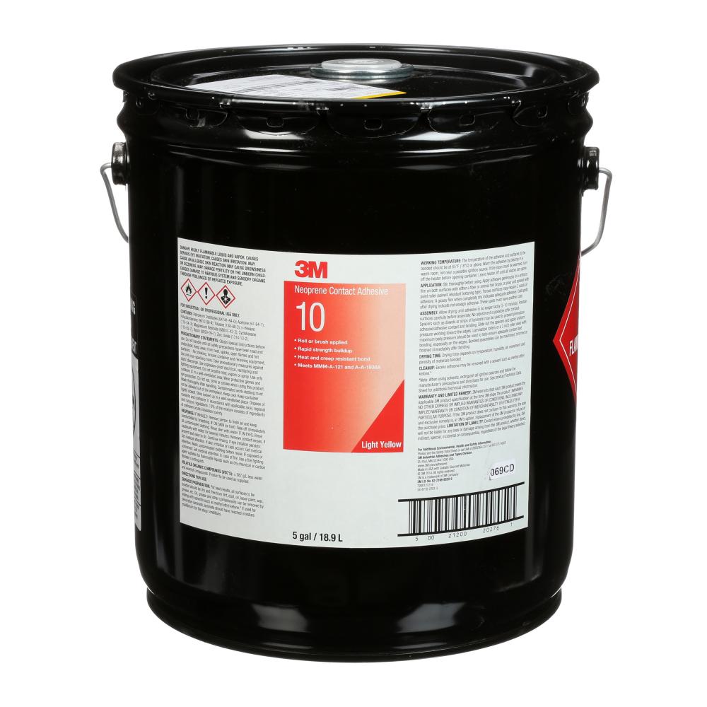 3M™ Neoprene Contact Adhesive, 10, light yellow, 5 gal (18.9 L)<span class=' ItemWarning' style='display:block;'>Item is usually in stock, but we&#39;ll be in touch if there&#39;s a problem<br /></span>