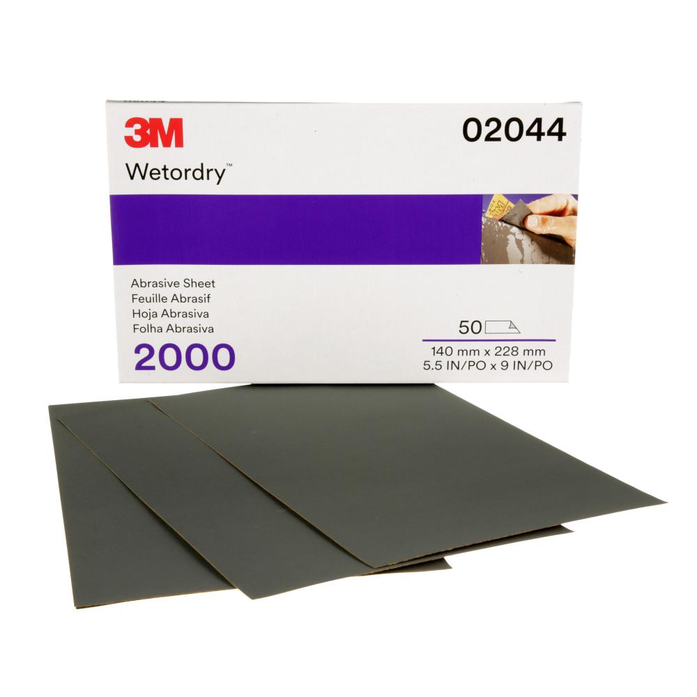 3M™ Wetordry™ Abrasive Sheet, 401Q, 02044, 2000, 5 1/2 in x 9 in (13.97 cm x 22.86 cm)<span class=' ItemWarning' style='display:block;'>Item is usually in stock, but we&#39;ll be in touch if there&#39;s a problem<br /></span>