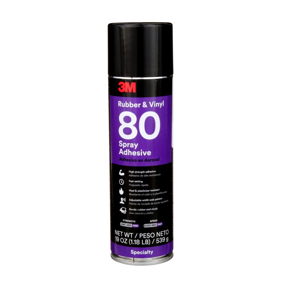 3M™ Rubber and Vinyl Spray Adhesive, 80, yellow, 24 oz. (709.8 ml)<span class=' ItemWarning' style='display:block;'>Item is usually in stock, but we&#39;ll be in touch if there&#39;s a problem<br /></span>