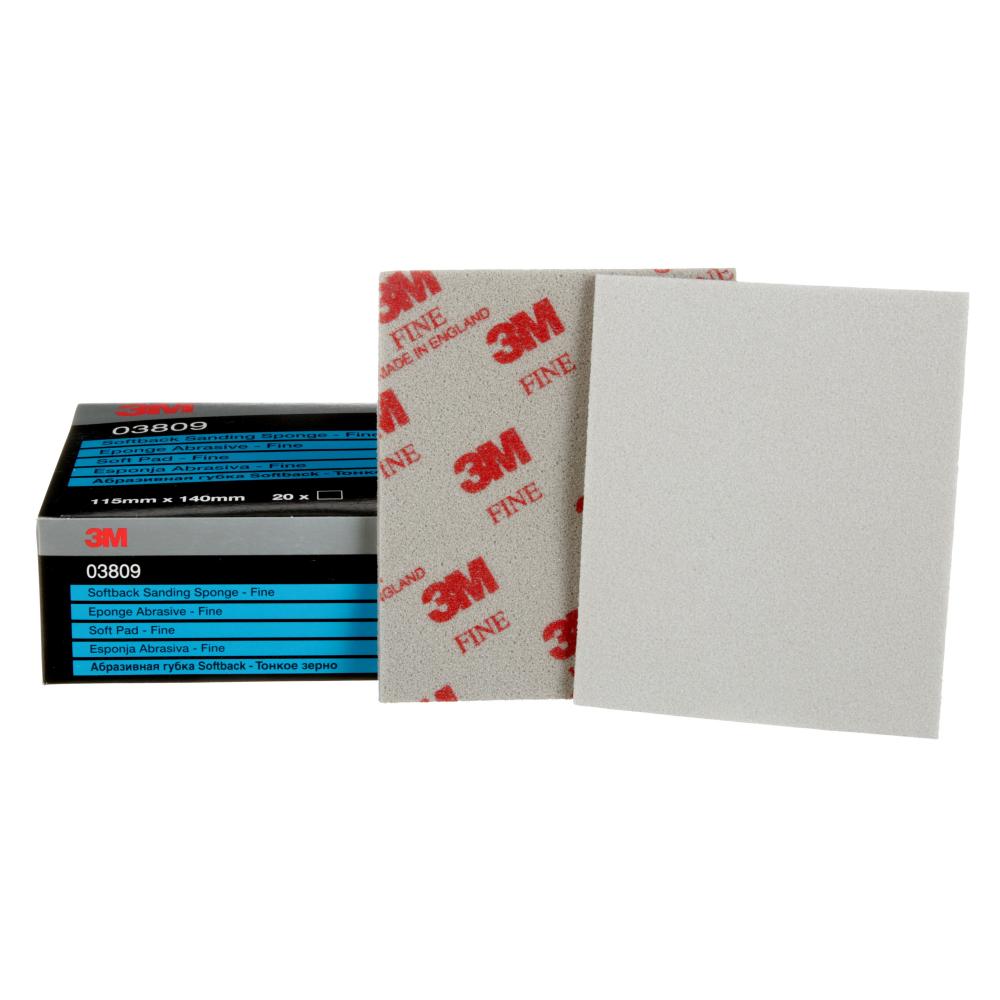 3M™ Softback Sanding Sponge, 03809, Fine-320/400, 4 1/2 in x 5 1/2 in (11.43 cm x 13.97 cm)<span class=' ItemWarning' style='display:block;'>Item is usually in stock, but we&#39;ll be in touch if there&#39;s a problem<br /></span>