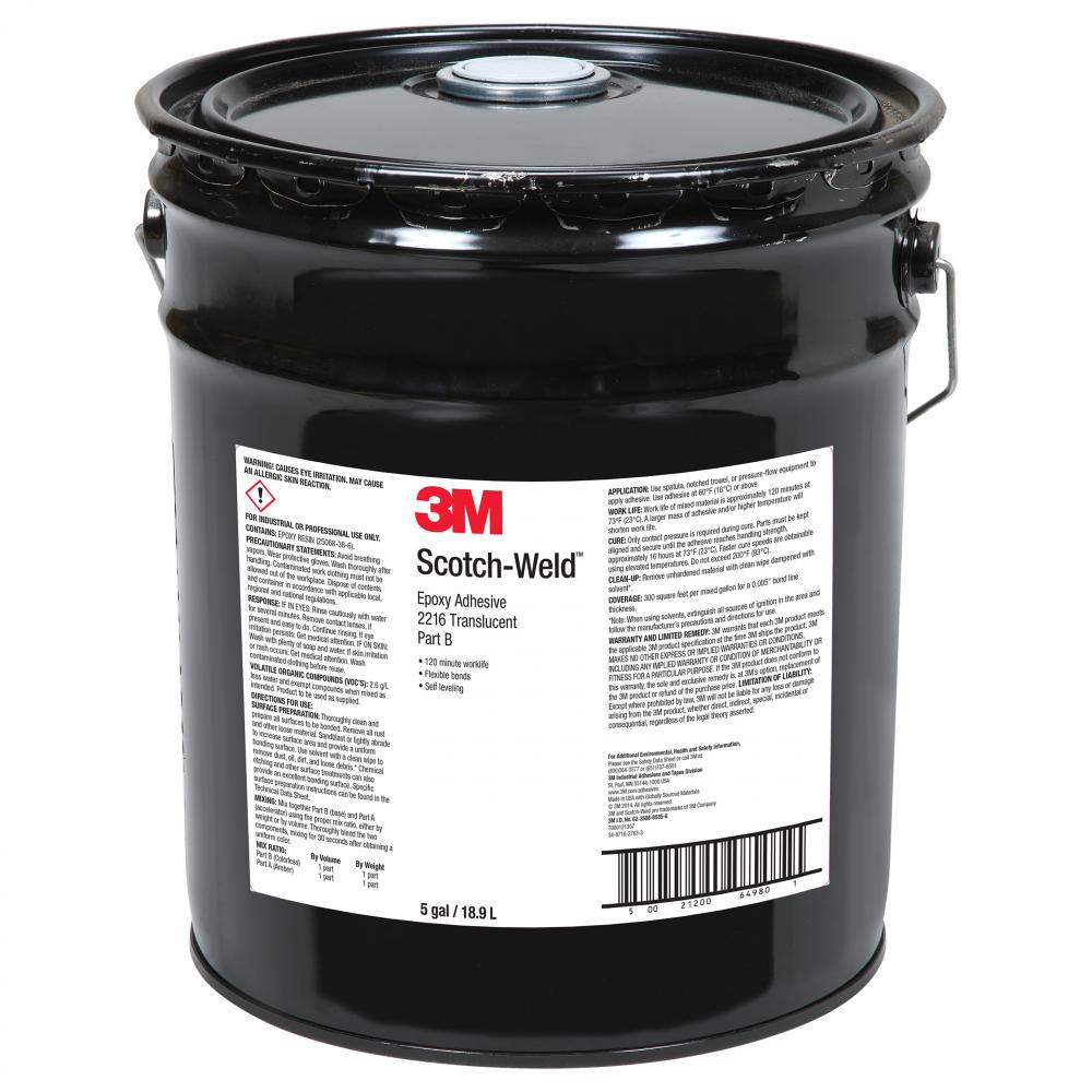 3M™ Scotch-Weld™ Epoxy Adhesive, 2216, translucent, 5 gal. (19 L)<span class=' ItemWarning' style='display:block;'>Item is usually in stock, but we&#39;ll be in touch if there&#39;s a problem<br /></span>
