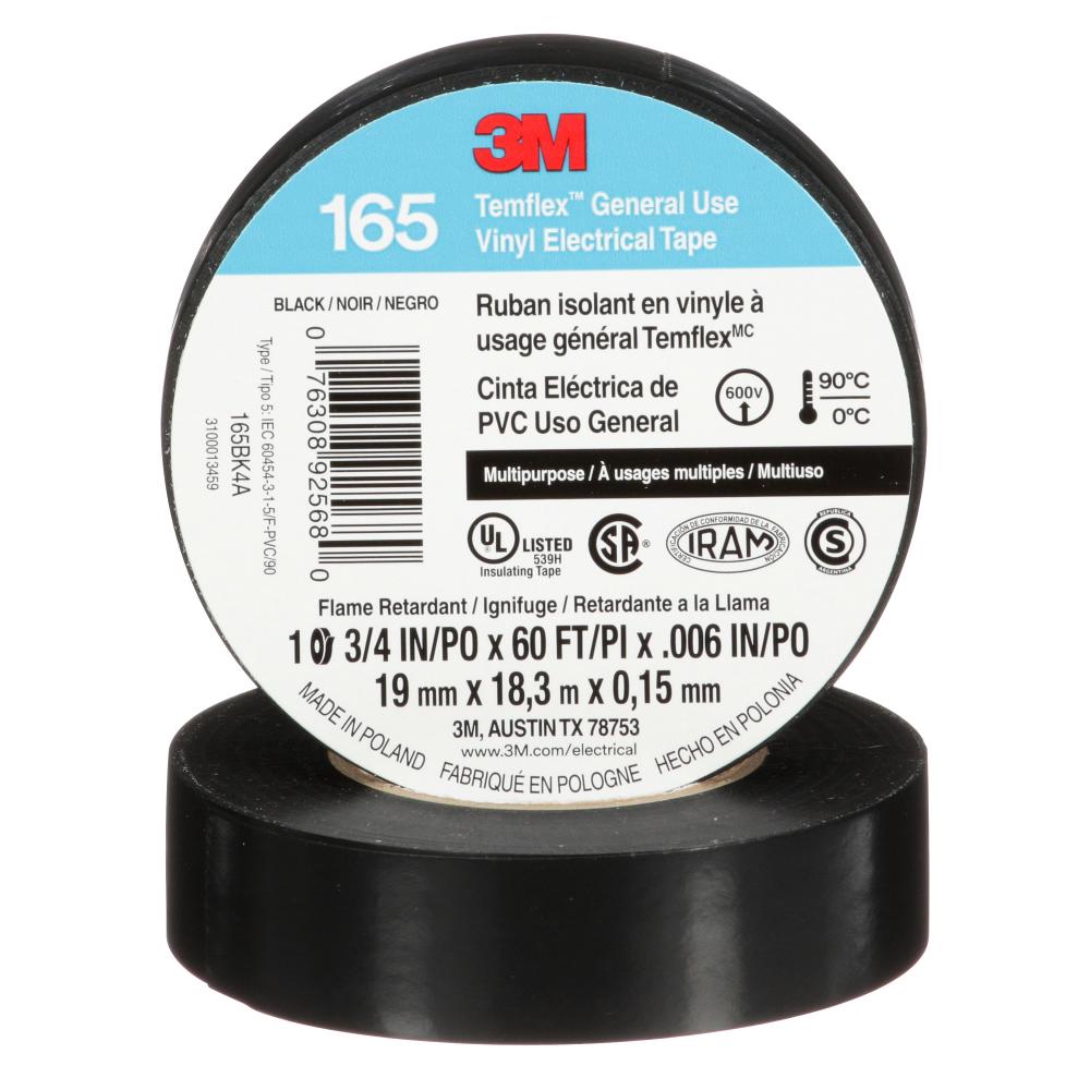 3M™ Temflex™ General Use Vinyl Electrical Tape 165<span class=' ItemWarning' style='display:block;'>Item is usually in stock, but we&#39;ll be in touch if there&#39;s a problem<br /></span>