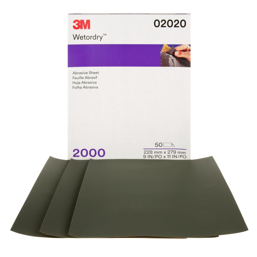 3M™ Imperial™ Wetordry™ Sheet, 02020, 2000A, 9 in X 11 in, (22.86 cm x 27.94 cm)<span class=' ItemWarning' style='display:block;'>Item is usually in stock, but we&#39;ll be in touch if there&#39;s a problem<br /></span>