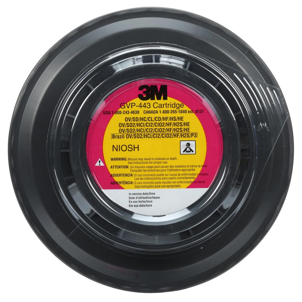 3M™ Organic Vapour/Acid Gas/High Efficiency (HE) Cartridge, GVP-443, 6/case<span class=' ItemWarning' style='display:block;'>Item is usually in stock, but we&#39;ll be in touch if there&#39;s a problem<br /></span>