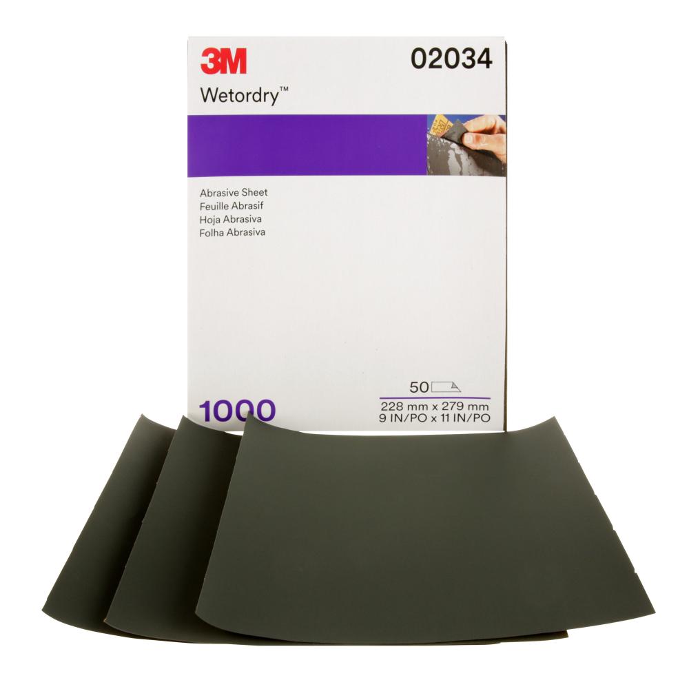 3M™ Wetordry™ Abrasive Sheet, 401Q, 02034, 1000, 9 in x 11 in (22.86 cm x 27.94)<span class=' ItemWarning' style='display:block;'>Item is usually in stock, but we&#39;ll be in touch if there&#39;s a problem<br /></span>