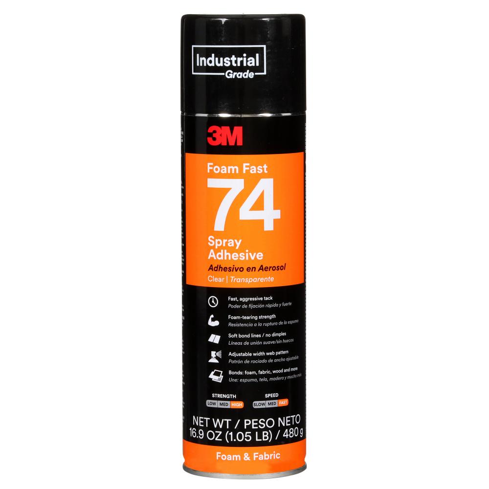 3M™ Foam Fast Spray Adhesive 74, Clear, 24 fl oz Can (Net Wt 16.9 oz), 12/Case<span class=' ItemWarning' style='display:block;'>Item is usually in stock, but we&#39;ll be in touch if there&#39;s a problem<br /></span>