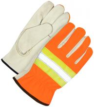 Bob Dale Gloves & Imports Ltd 20-1-1582-XL - Grain Cowhide Driver Hi-Viz Spandex Back Orange
