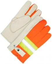 Bob Dale Gloves & Imports Ltd 20-1-982-L - Grain Cowhide Snapback Roper Hi-Viz Spandex Back Orange