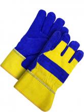 Bob Dale Gloves & Imports Ltd 30-9-373-A - Fitter Glove Split Cowhide Lined Pile Blue/Gold