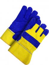 Bob Dale Gloves & Imports Ltd 30-9-373-A - Fitter Glove Split Cowhide Lined Pile Blue/Gold