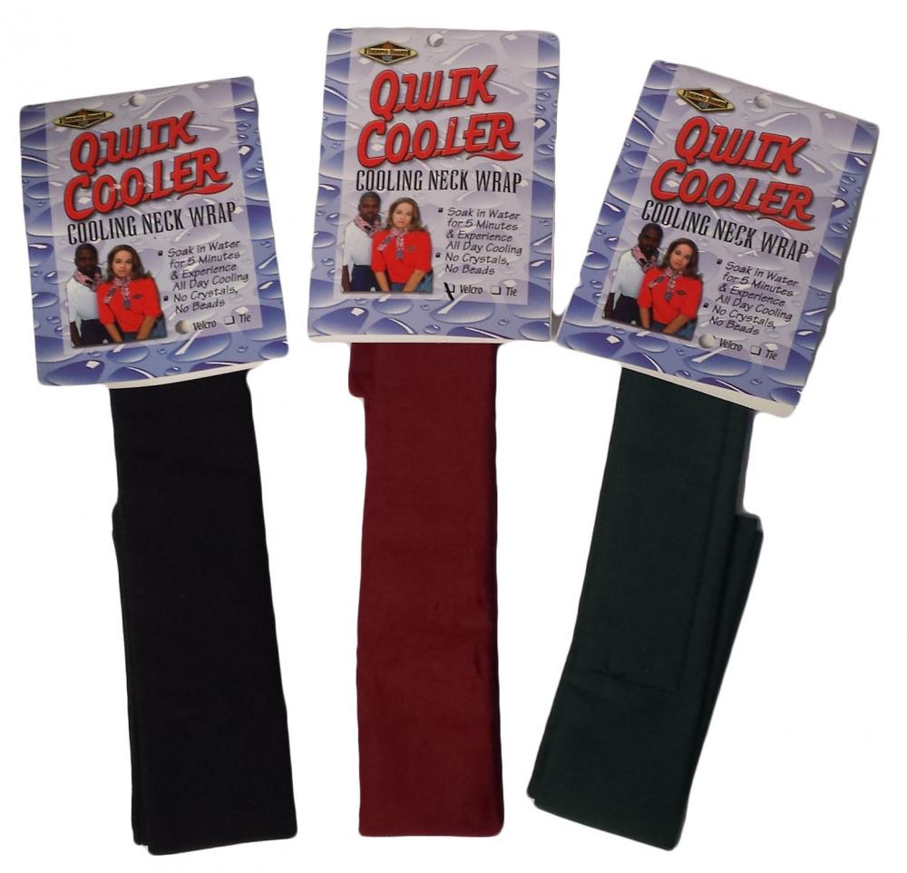 Qwik Cooler Head & Neck Wraps - Assorted Solid Colours - 3 of Navy Blue, Green, Black, Burgundy.<span class=' ItemWarning' style='display:block;'>Item is usually in stock, but we&#39;ll be in touch if there&#39;s a problem<br /></span>
