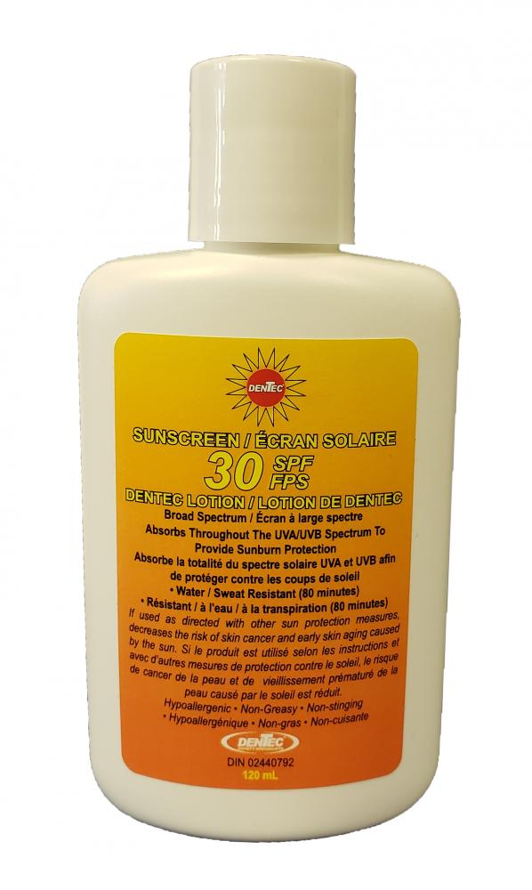 Dentec Sunscreen Lotion,120ml (4oz) Bottle SPF 30<span class=' ItemWarning' style='display:block;'>Item is usually in stock, but we&#39;ll be in touch if there&#39;s a problem<br /></span>