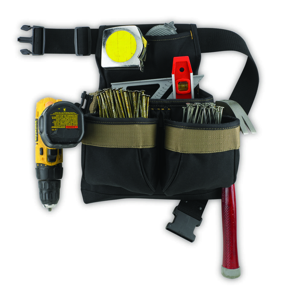 FRAMER&#39;S NAIL & TOOL BAG WITH POLY WEB BELT - 5 POCKETS<span class=' ItemWarning' style='display:block;'>Item is usually in stock, but we&#39;ll be in touch if there&#39;s a problem<br /></span>