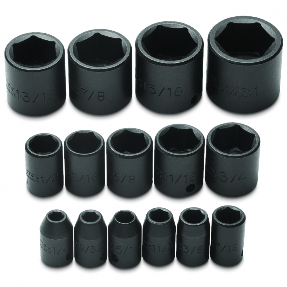 Proto(R) 1/2&#34; Drive 19 Piece Impact Socket Set - 6 Point<span class=' ItemWarning' style='display:block;'>Item is usually in stock, but we&#39;ll be in touch if there&#39;s a problem<br /></span>