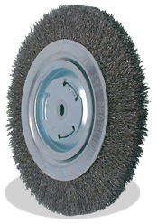 8 x 3/4 x 2, 0.014 Bench Wheel Wire Brush, Tempered Wire<span class=' ItemWarning' style='display:block;'>Item is usually in stock, but we&#39;ll be in touch if there&#39;s a problem<br /></span>