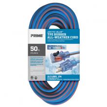 Prime Wire & Cable LT530830 - 50ft. 12/3 SJEOW Blue/Orange Arctic Blue All Weather Extension Cord w/Primelight