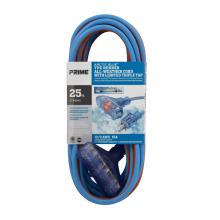 Prime Wire & Cable LT630825 - 25ft. 12/3 SJEOW Blue/Orange Arctic Blue All Weather Triple-Tap Cord w/Primelight